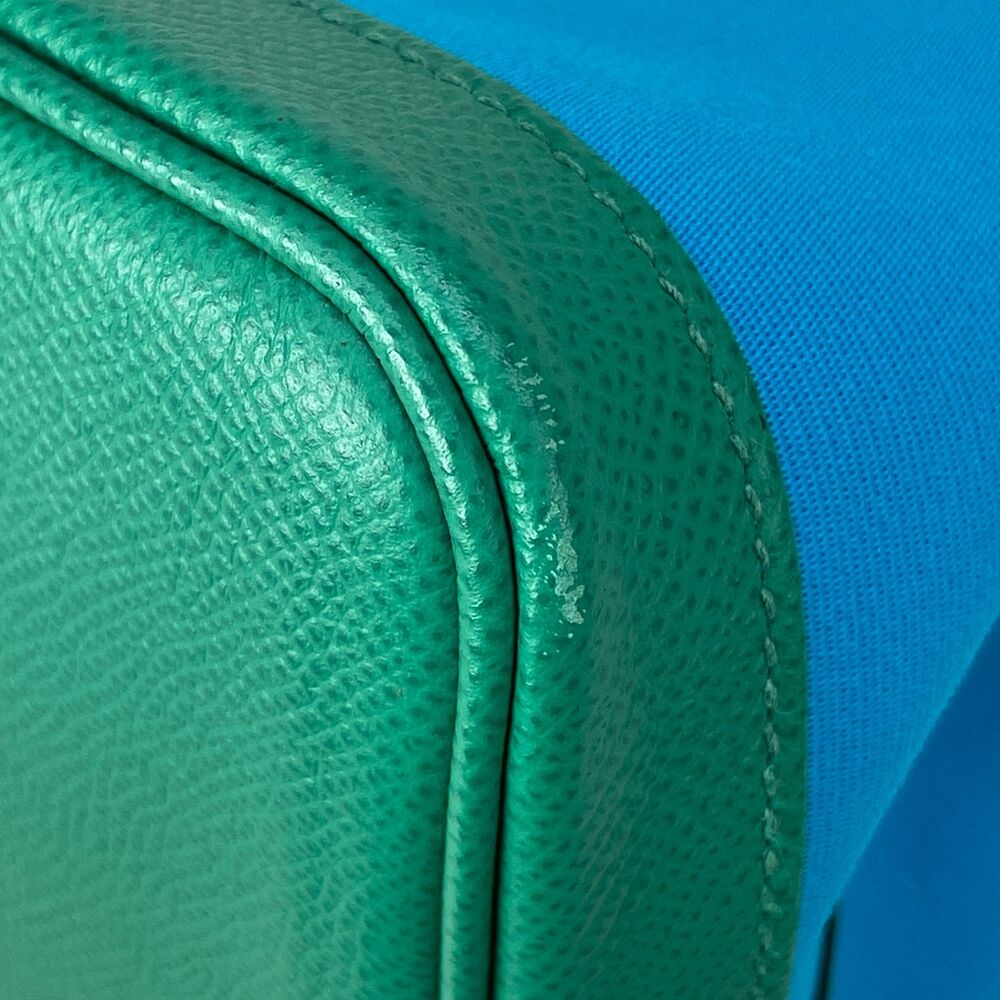 Hermès Garden Party PM Tote Bag blue aztec Vert Jade Toile Officier Veau Epsom - Picture 8 of 16